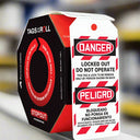 Bilingual OSHA Danger Tags By-The-Roll: Locked Out Do Not Operate – Lockout/Tagout
