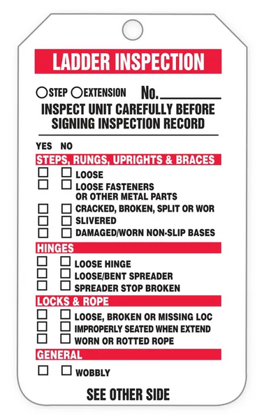 Tags By-The-Roll: Ladder Inspection – Lockout/Tagout