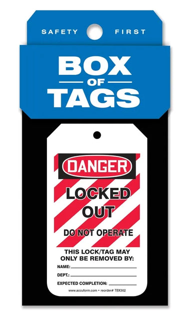 Box of Tags: OSHA Danger - Locked Out - Do Not Operate – Lockout/Tagout
