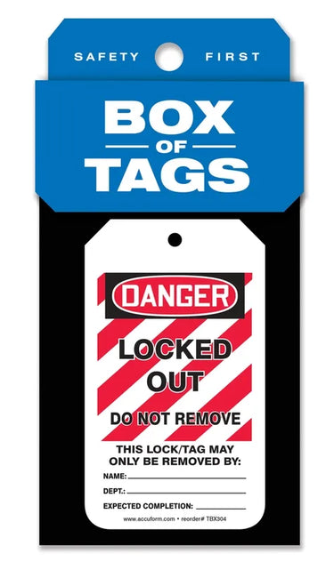 Box of Tags: OSHA Danger - Locked Out - Do Not Remove – Lockout/Tagout