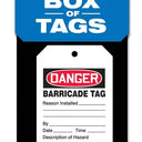 Box of Tags: Barricade Tag – Lockout/Tagout