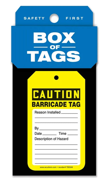 Box of Tags: OSHA Caution - Barricade Tag – Lockout/Tagout