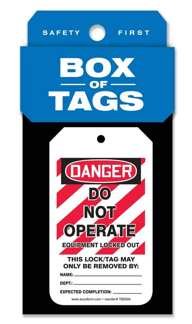 Box of Tags: OSHA Danger - Do Not Operate - Equipment Locked Out – Lockout/Tagout