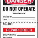 OSHA Danger Safety Tag: Do Not Operate with Perforated Repair Order – Lockout/Tagout