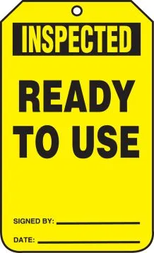 Equipment Status Safety Tag: Inspected - Ready To Use – Lockout/Tagout