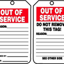 Out Of Service Tags – Lockout/Tagout