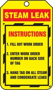 Inspection Status Safety Tag: Steam Leak - Instructions – Lockout/Tagout