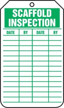 Equipment Status Safety Tag: Scaffold Inspection – Lockout/Tagout