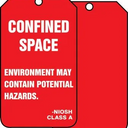 Confined Space Status Safety Tag: Environment May Contain Potential Hazards - Class A – Lockout/Tagout