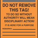 Biohazard Safety Tag: Hazard Identity - Signed By - Date – Lockout/Tagout
