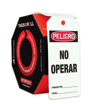 OSHA Peligro Tags By-The-Roll: No Operar – Lockout/Tagout