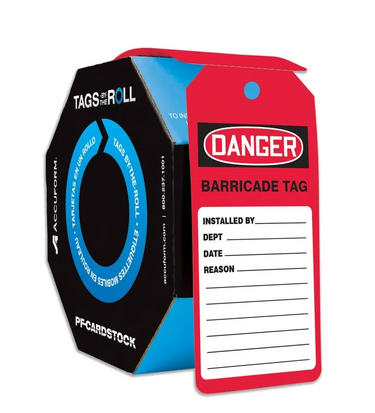 OSHA Danger Tags By-The-Roll: Barricade Tag (Red) – Lockout/Tagout