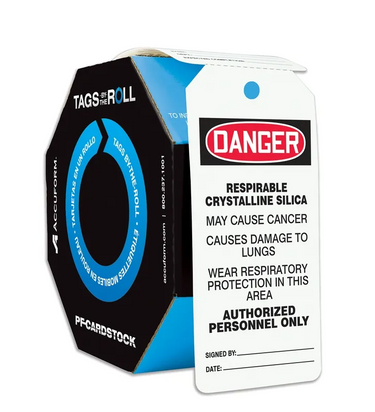 OSHA Danger Tags By-The-Roll: Respirable Crystalline Silica – Lockout/Tagout