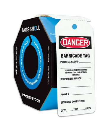 OSHA Danger Tags By-The-Roll: Barricade Tag – Lockout/Tagout