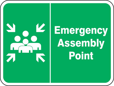 Safety Sign: Emergency Assembly Point (Graphic) – Signs & Labels