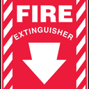 Safety Sign: Fire Extinguisher (Down Arrow White) – Signs & Labels