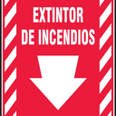 Safety Sign: Fire Extinguisher (Down Arrow White) – Signs & Labels