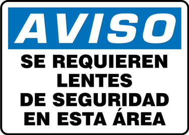 OSHA Notice Safety Sign: Safety Glasses Required In This Area – Signs & Labels