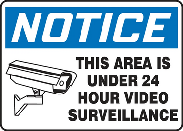 OSHA Notice Safety Sign: This Area Is Under 24 Hour Video Surveillance – Signs & Labels