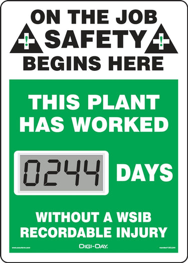 Electronic Scoreboards: This Plant Has Worked _ Days Without A WSIB Recordable Injury – Signs & Labels