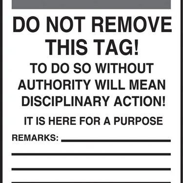 Safety Tag: Danger Keep Off – Lockout/Tagout