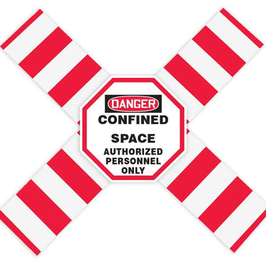 OSHA Danger Flanged Pipe Barrier Kit: Confined Space - Authorized Personnel Only – Lockout/Tagout
