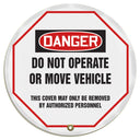 OSHA Danger Steering Wheel Message Cover: Do Not Operate Or Move Vehicle – Lockout/Tagout