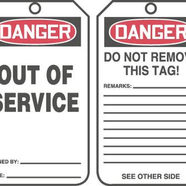 OSHA Danger Safety Tag: Out Of Service - Version B – Lockout/Tagout