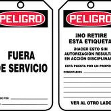 OSHA Danger Safety Tag: Out Of Service - Version A – Lockout/Tagout