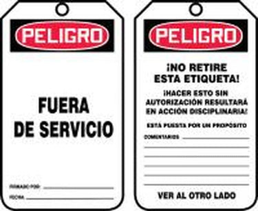 OSHA Danger Safety Tag: Out Of Service - Version A – Lockout/Tagout