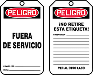 OSHA Danger Safety Tag: Out Of Service - Version B – Lockout/Tagout