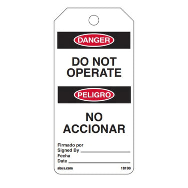 ABUS Tags On A Roll - Do Not Operate (Bilingual English/Spanish) – Lockout/Tagout
