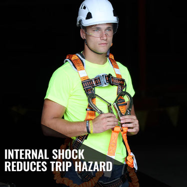 Malta Dynamics 4.5' - 6' Double Leg Stretch Internal Shock Absorbing Lanyard with 2 Rebar Hooks & 1 Steel Snap Hook – Fall Protection