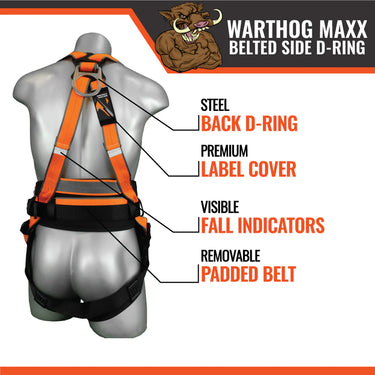 Malta Dynamics Warthog MAXX Belted Side D-Ring Harness – Fall Protection