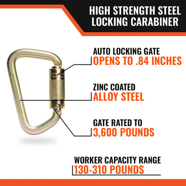 Malta Dynamics High Strength Steel Locking Carabiner – Fall Protection
