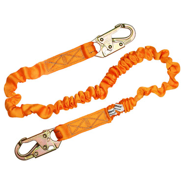 Malta Dynamics 4.5' - 6' Single Leg Stretch Internal Shock Absorbing Lanyard with 2 Steel Snap Hooks – Fall Protection