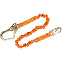 Malta Dynamics 4.5' - 6' Single Leg Stretch Internal Shock Absorbing Lanyard with 1 Rebar Hook and 1 Steel Snap Hook – Fall Protection