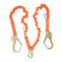 Malta Dynamics 4.5' - 6' Double Leg Stretch Internal Shock Absorbing Lanyard with 2 Rebar Hooks & 1 Steel Snap Hook – Fall Protection