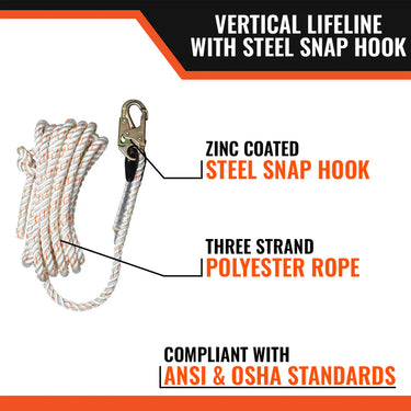 Malta Dynamics Vertical Lifeline with Snap Hook – Fall Protection