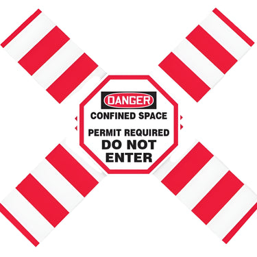 OSHA Danger Flanged Pipe Barrier Kit: Confined Space - Permit Required - Do Not Enter – Lockout/Tagout