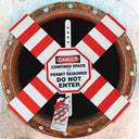 OSHA Danger Flanged Pipe Barrier Kit: Espacio - Confinado - Entrada Solo Con Permiso – Lockout/Tagout