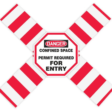 OSHA Danger Flanged Pipe Barrier Kit: Confined Space - Permit Required - For Entry – Lockout/Tagout