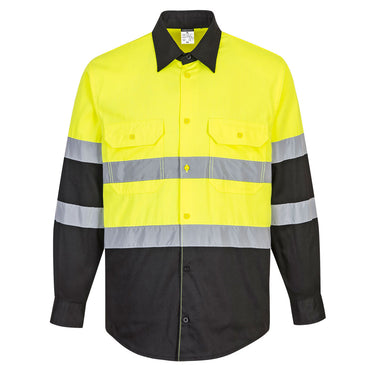 Portwest E066 Class 2 Black Bottom Long Sleeve Work Shirt