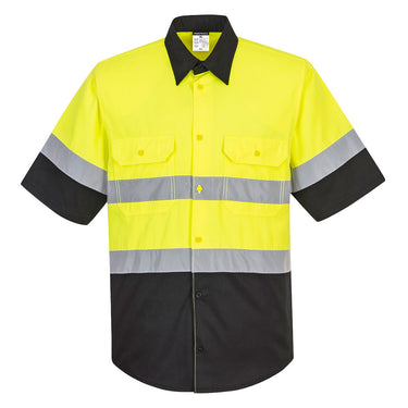 Portwest E067 Class 2 Black Bottom Short Sleeve Work Shirt