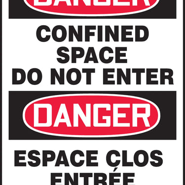 Bilingual OSHA Danger Safety Sign: Confined Space - Do Not Enter – Signs & Labels