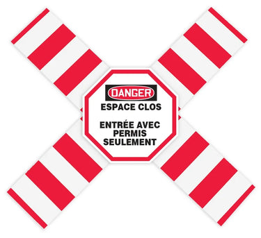 OSHA Danger Flanged Pipe Barrier Kit: Espacio - Confinado - Entrada Solo Con Permiso – Lockout/Tagout