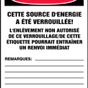 OSHA Danger Lockout Tag: Do Not Operate - Equipment Locked Out By – Lockout/Tagout