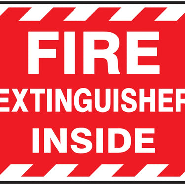 Fire Extinguisher Label: Fire Extinguisher Inside (Striped) – Signs & Labels