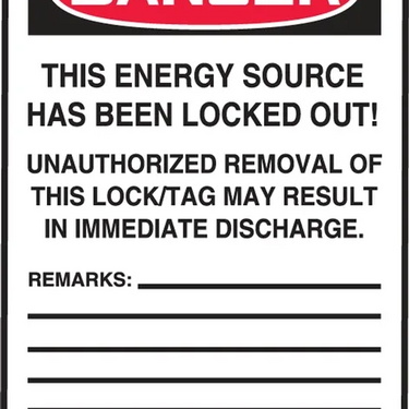OSHA Danger Lockout Tag: Do Not Open – Lockout/Tagout