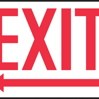 Safety Sign: Exit (Left Arrow Below) – Signs & Labels